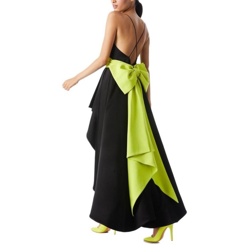 NWOT Alice Olivia Joss bow high low black gown size 12 - Picture 3 of 9